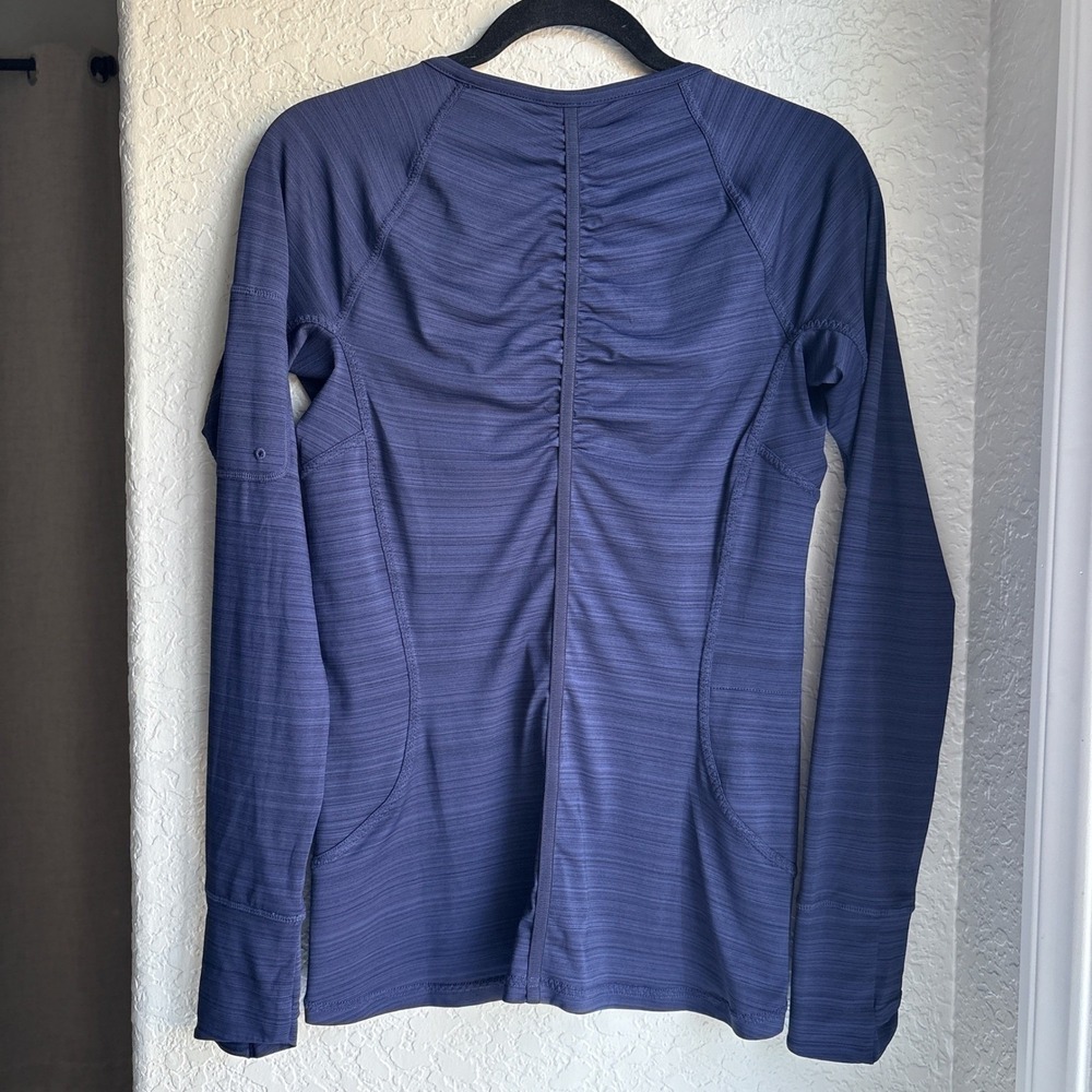Athleta Women M Athletic Top Navy Blue Quarter Zip Long Sleeve Stretch Running - Picture 4 of 12
